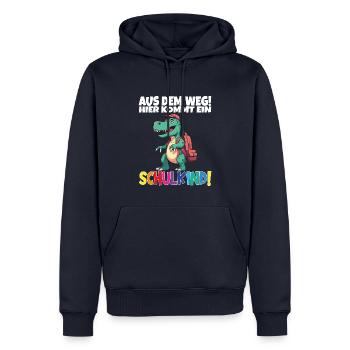 Écoliers 2024 Inscriptions scolaires Retour à l’école - Sweat à capuche Premium bio Homme - bleu marine - Devant - Nico (187cm)