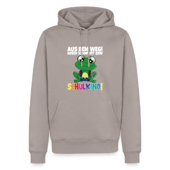 Écolier 2024 entrant à l'école - Sweat à capuche Premium bio Homme - taupe - Devant - Nico (187cm)