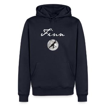 FINN - Schöner Jungen Name mit Dinosaurier - Männer Premium Bio Hoodie - Navy - Vorne - Nico (187cm)