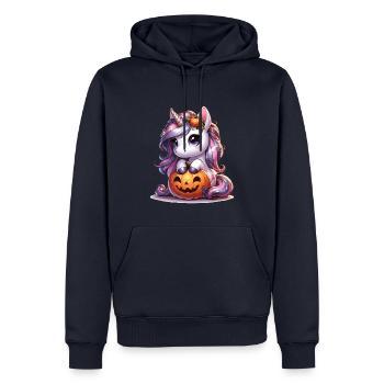 Halloween Einhorn Halloween Kürbis - Männer Premium Bio Hoodie - Navy - Vorne - Nico (187cm)