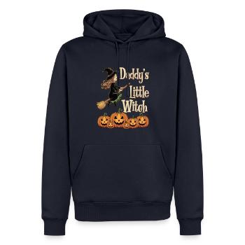 La petite sorcière de papa de la sorcière d’Halloween - Sweat à capuche Premium bio Homme - bleu marine - Devant - Nico (187cm)