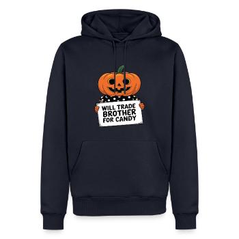 Halloween Will Trade Brother For Candy - Men’s Premium Organic Hoodie - navy - Front - Nico (187cm)