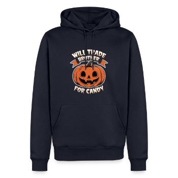 Halloween Will Trade Brother For Candy - Men’s Premium Organic Hoodie - navy - Front - Nico (187cm)