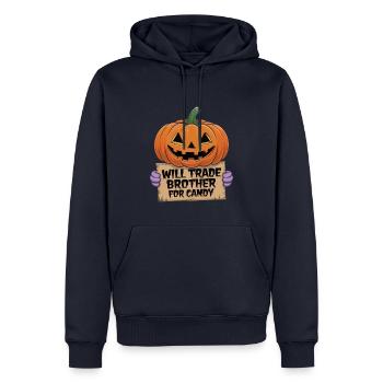 Halloween Will Trade Brother For Candy - Men’s Premium Organic Hoodie - navy - Front - Nico (187cm)