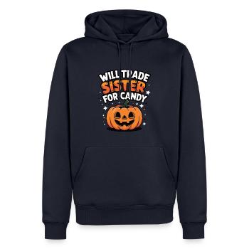 Halloween Will Trade Sister For Candy - Men’s Premium Organic Hoodie - navy - Front - Nico (187cm)