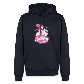 Halloween Ghost Funny Talk Effrayant pour moi - Sweat à capuche Premium bio Homme - bleu marine - Devant - Nico (187cm)