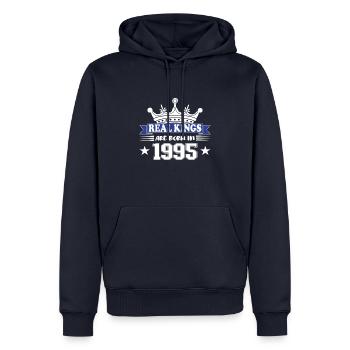 Cadeau d’anniversaire 1995 Millésime 1995 - Sweat à capuche Premium bio Homme - bleu marine - Devant - Nico (187cm)