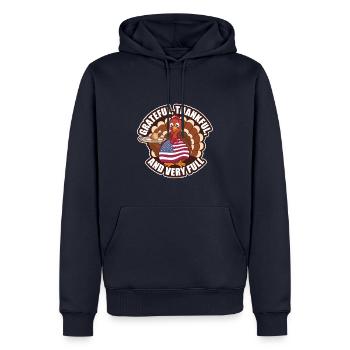 Dinde drôle de Thanksgiving - Sweat à capuche Premium bio Homme - bleu marine - Devant - Nico (187cm)