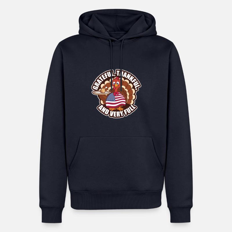 Dinde drôle de Thanksgiving - Sweat à capuche Premium bio Homme - bleu marine