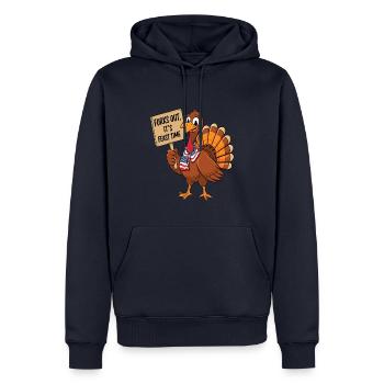 Lustiger Thanksgiving Truthahn - Männer Premium Bio Hoodie - Navy - Vorne - Nico (187cm)