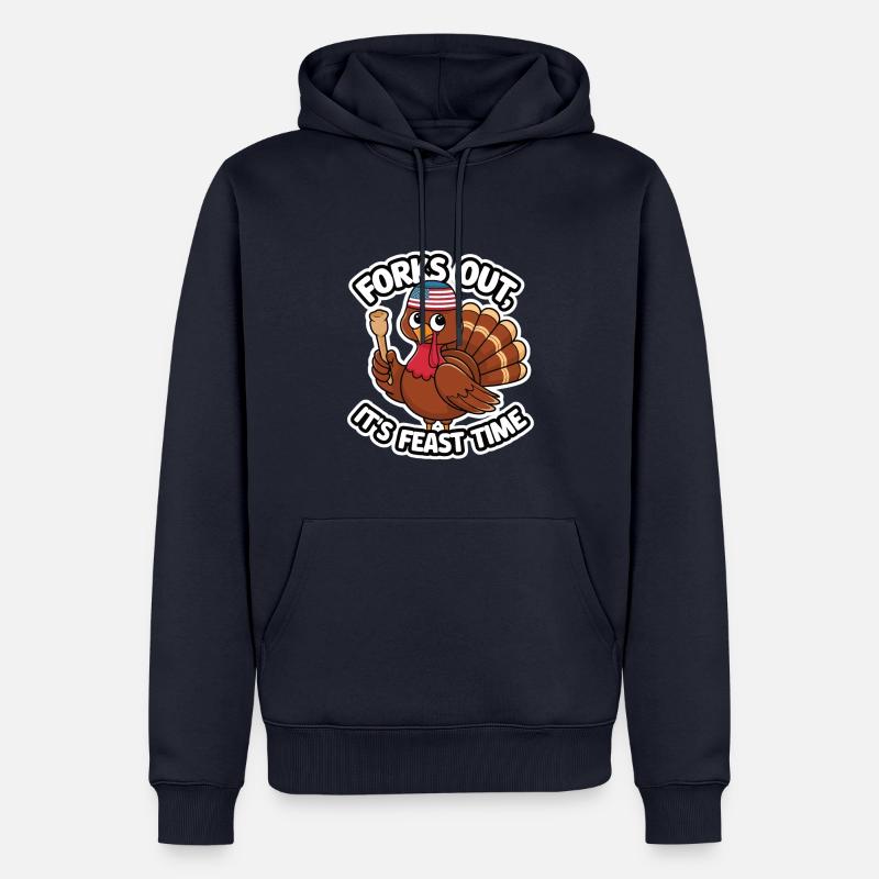 Dinde drôle de Thanksgiving - Sweat à capuche Premium bio Homme - bleu marine