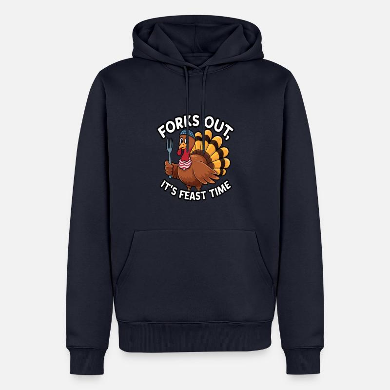 Dinde drôle de Thanksgiving - Sweat à capuche Premium bio Homme - bleu marine