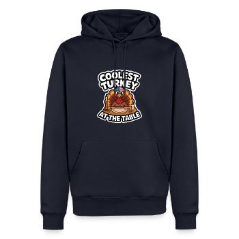 Dinde drôle de Thanksgiving - Sweat à capuche Premium bio Homme - bleu marine - Devant - Nico (187cm)