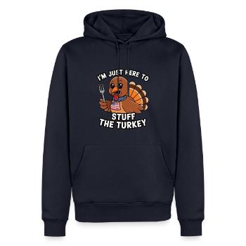Lustiger Thanksgiving Truthahn - Männer Premium Bio Hoodie - Navy - Vorne - Nico (187cm)
