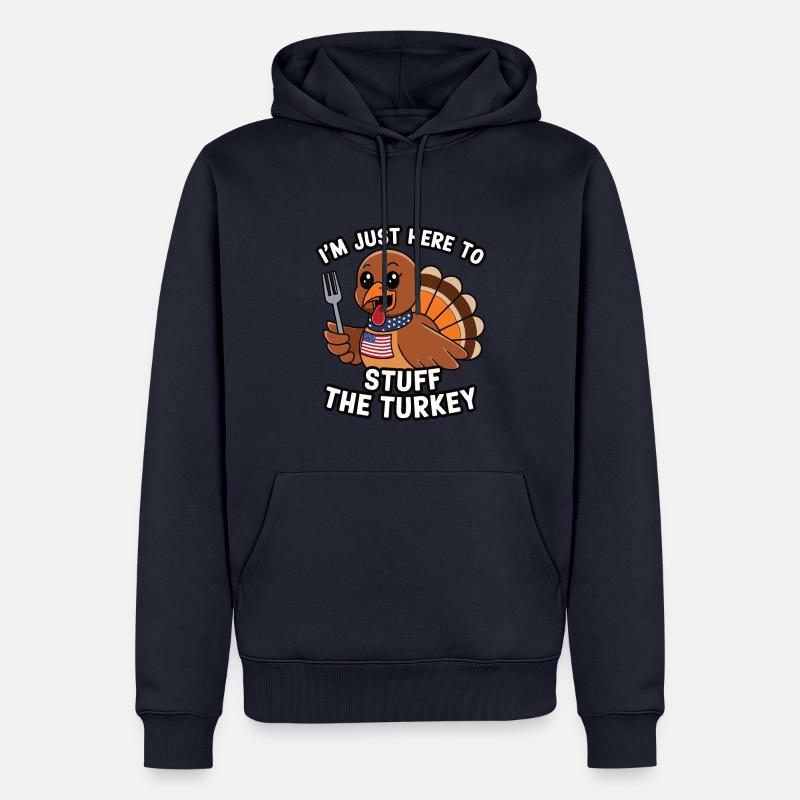 Dinde drôle de Thanksgiving - Sweat à capuche Premium bio Homme - bleu marine