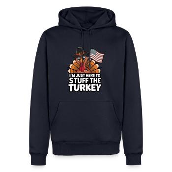 Dinde drôle de Thanksgiving - Sweat à capuche Premium bio Homme - bleu marine - Devant - Nico (187cm)