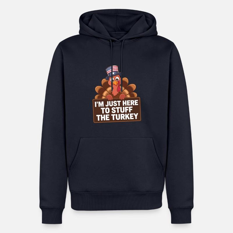 Dinde drôle de Thanksgiving - Sweat à capuche Premium bio Homme - bleu marine