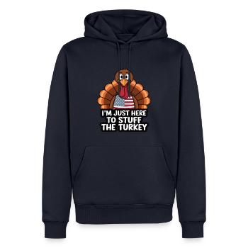 Lustiger Thanksgiving Truthahn - Männer Premium Bio Hoodie - Navy - Vorne - Nico (187cm)