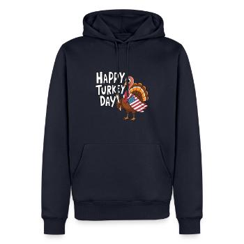 Funny Thanksgiving Turkey - Men’s Premium Organic Hoodie - navy - Front - Nico (187cm)