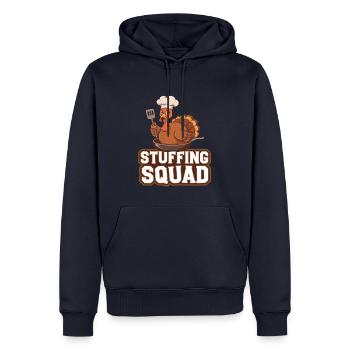 Dinde drôle de Thanksgiving - Sweat à capuche Premium bio Homme - bleu marine - Devant - Nico (187cm)