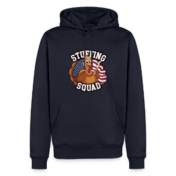 Dinde drôle de Thanksgiving - Sweat à capuche Premium bio Homme - bleu marine - Devant - Nico (187cm)