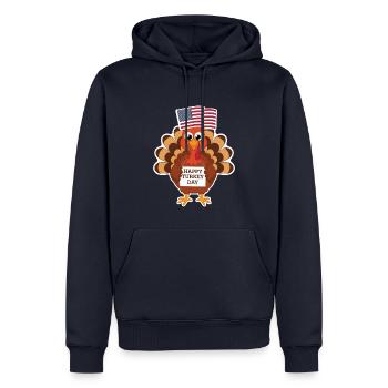 Lustiger Thanksgiving Truthahn - Männer Premium Bio Hoodie - Navy - Vorne - Nico (187cm)