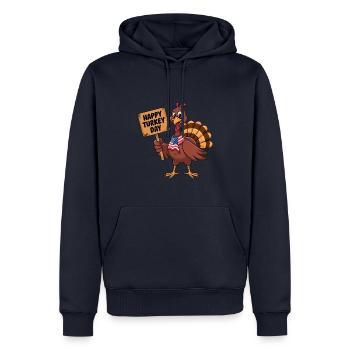 Dinde drôle de Thanksgiving - Sweat à capuche Premium bio Homme - bleu marine - Devant - Nico (187cm)