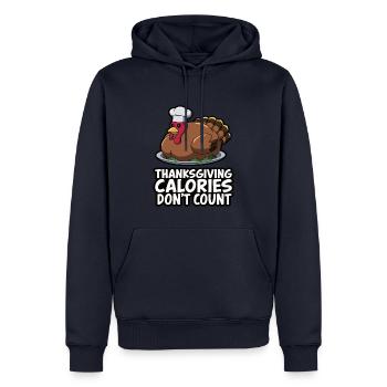 Dinde drôle de Thanksgiving - Sweat à capuche Premium bio Homme - bleu marine - Devant - Nico (187cm)