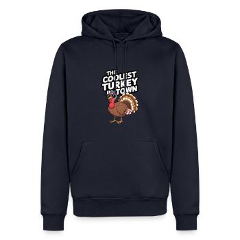 Lustiger Thanksgiving Truthahn - Männer Premium Bio Hoodie - Navy - Vorne - Nico (187cm)