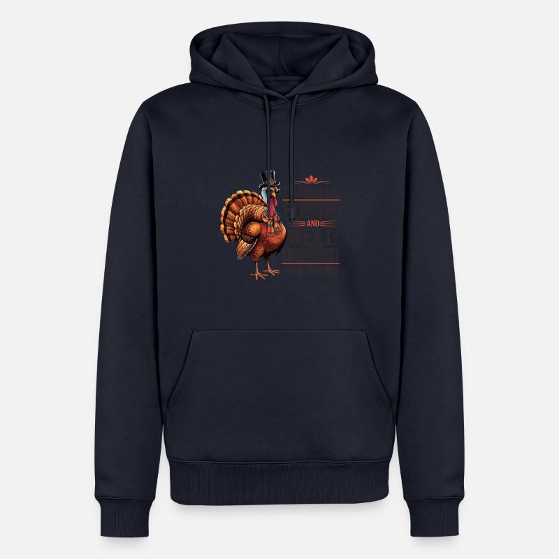 Dinde drôle de Thanksgiving - Sweat à capuche Premium bio Homme - bleu marine