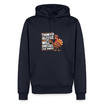 Dinde drôle de Thanksgiving - Sweat à capuche Premium bio Homme - bleu marine - Devant - Nico (187cm)