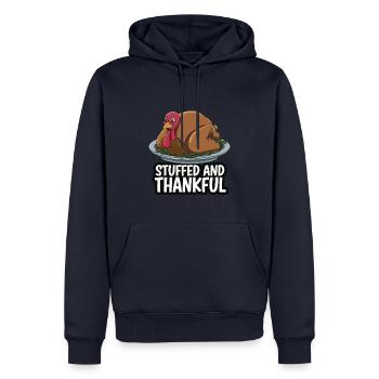 Dinde drôle de Thanksgiving - Sweat à capuche Premium bio Homme - bleu marine - Devant - Nico (187cm)