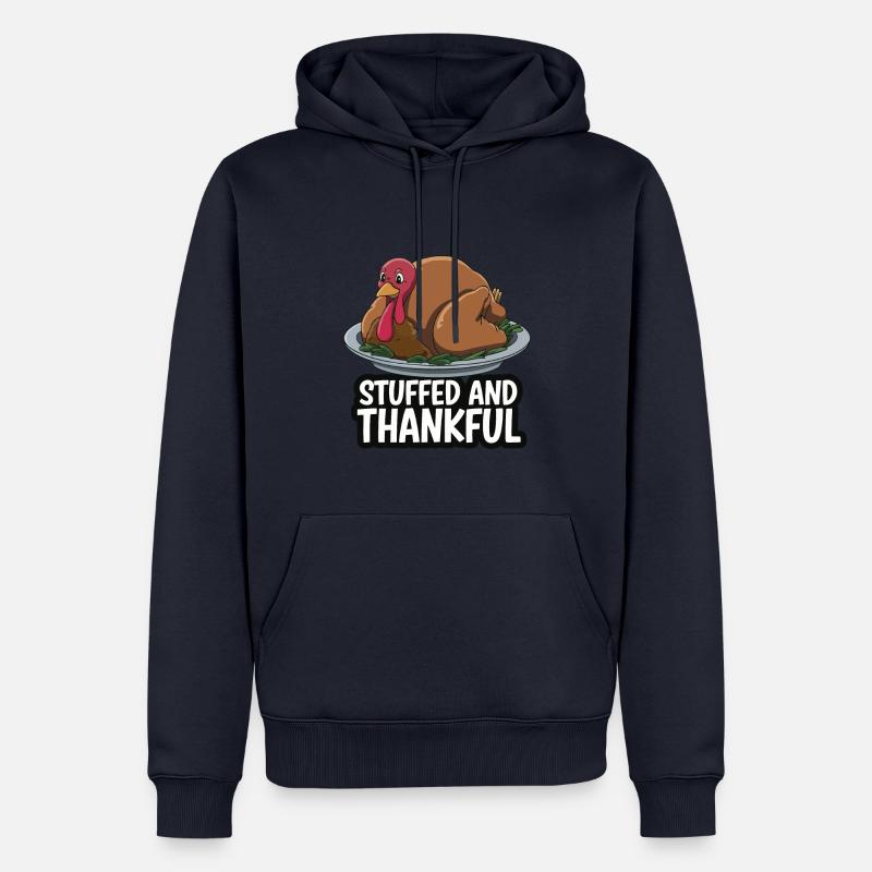 Dinde drôle de Thanksgiving - Sweat à capuche Premium bio Homme - bleu marine