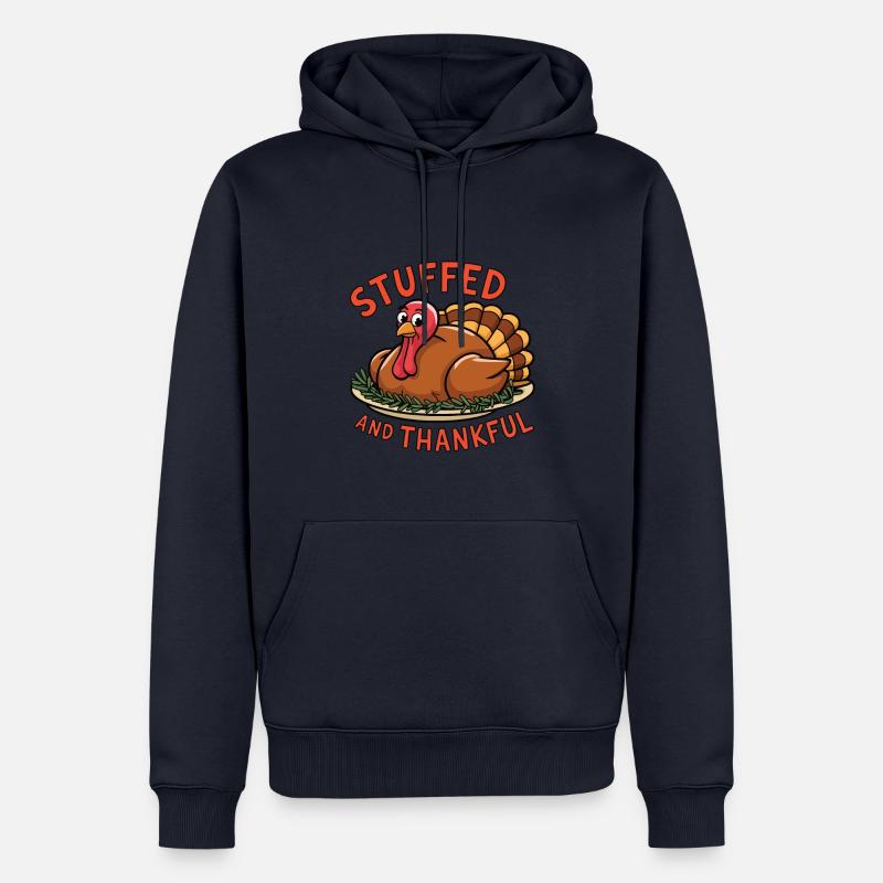 Dinde drôle de Thanksgiving - Sweat à capuche Premium bio Homme - bleu marine