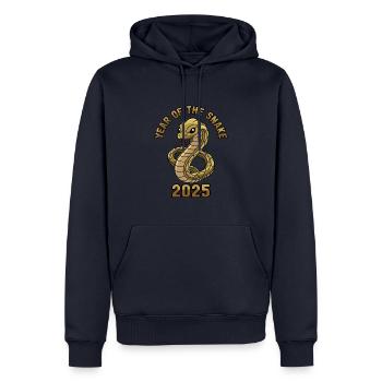Année Chinoise 2025 Année du Serpent - Sweat à capuche Premium bio Homme - bleu marine - Devant - Nico (187cm)