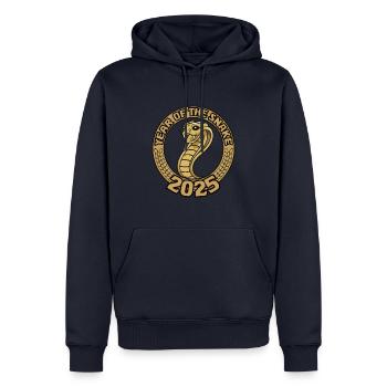 Année Chinoise 2025 Année du Serpent - Sweat à capuche Premium bio Homme - bleu marine - Devant - Nico (187cm)