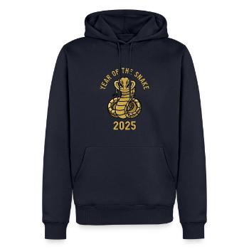 Année Chinoise 2025 Année du Serpent - Sweat à capuche Premium bio Homme - bleu marine - Devant - Nico (187cm)