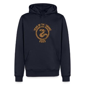 Année Chinoise 2025 Année du Serpent - Sweat à capuche Premium bio Homme - bleu marine - Devant - Nico (187cm)