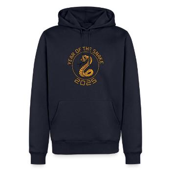 Année Chinoise 2025 Année du Serpent - Sweat à capuche Premium bio Homme - bleu marine - Devant - Nico (187cm)