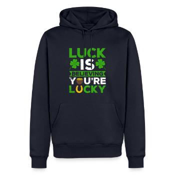 Happy St. Patrick's Day Kleeblätter - Männer Premium Bio Hoodie - Navy - Vorne - Nico (187cm)