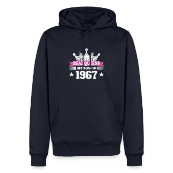 57 ans anniversaire 1967 cadeau d’anniversaire - Sweat à capuche Premium bio Homme - bleu marine - Devant - Nico (187cm)