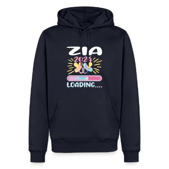 Zia 2024 Chargement Tante 2024 - Sweat à capuche Premium bio Homme - bleu marine - Devant - Nico (187cm)