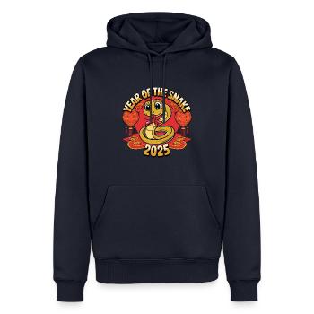 Année Chinoise 2025 Année du Serpent - Sweat à capuche Premium bio Homme - bleu marine - Devant - Nico (187cm)