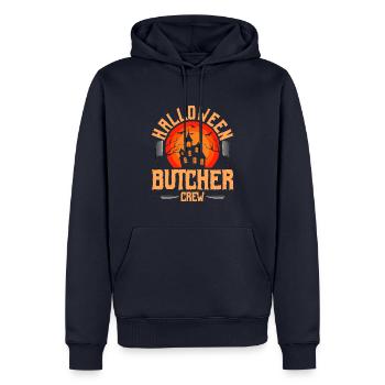 Boucher d'Halloween Boucher d'Halloween - Sweat à capuche Premium bio Homme - bleu marine - Devant - Nico (187cm)
