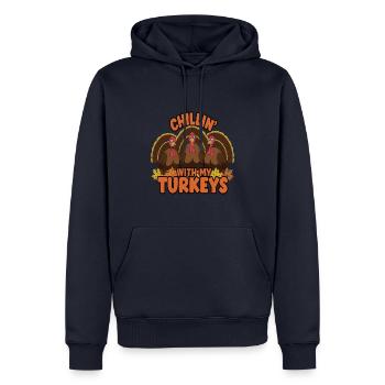 Lustiger Thanksgiving Truthahn - Männer Premium Bio Hoodie - Navy - Vorne - Nico (187cm)
