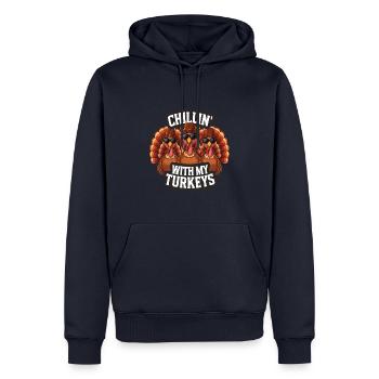 Lustiger Thanksgiving Truthahn - Männer Premium Bio Hoodie - Navy - Vorne - Nico (187cm)