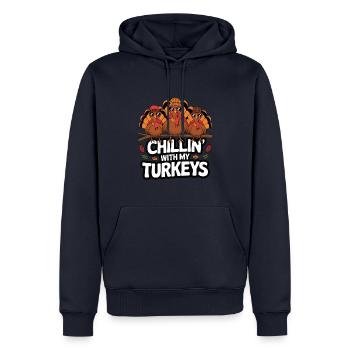 Lustiger Thanksgiving Truthahn - Männer Premium Bio Hoodie - Navy - Vorne - Nico (187cm)