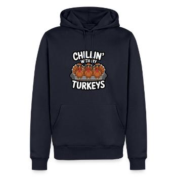 Lustiger Thanksgiving Truthahn - Männer Premium Bio Hoodie - Navy - Vorne - Nico (187cm)