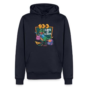 100e jour d’école 100 jour d’école des enfants - Sweat à capuche Premium bio Homme - bleu marine - Devant - Nico (187cm)