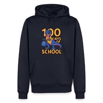 100e jour d’école 100 jour d’école des enfants - Sweat à capuche Premium bio Homme - bleu marine - Devant - Nico (187cm)